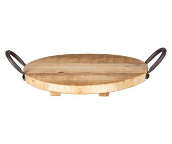 Set od 2 smeđa metalna drvena pladnja 26x2 cm
