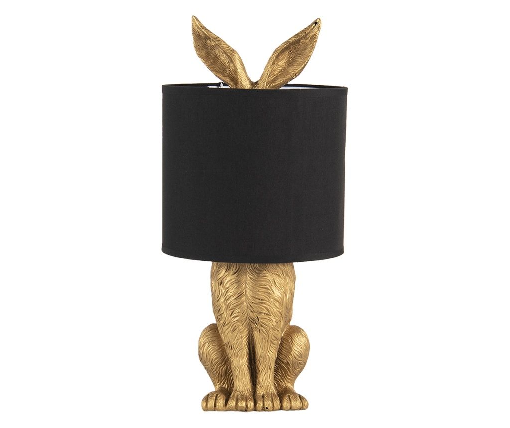 Zlatá a čierna stolová lampa zajačik 20x45 cm