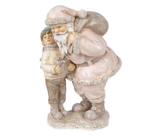 Mikulás és gyermek figura, műgyanta, 13x11x18 cm