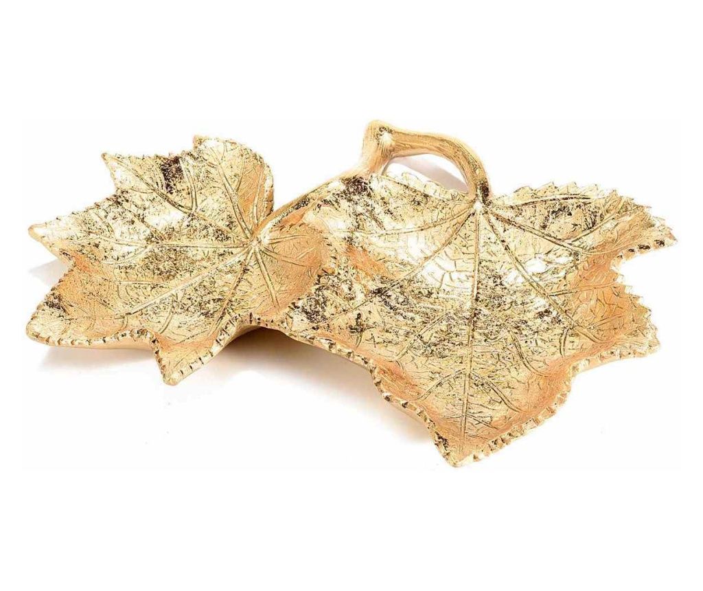 Zlati okrasni pladenj iz poliresina 26x20,5 cm