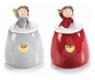 Σετ 2 Angels κεραμικά διακοσμητικά βάζα 9x13 cm