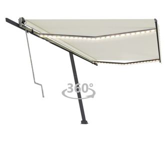 Автоматична тента със сензор за вятър & LED, крем, 500x300 см
