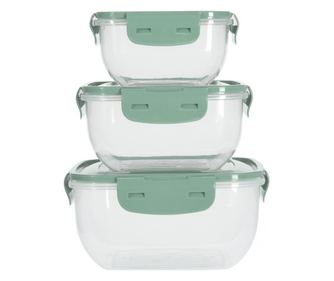 Set 3 caserole Alberta, plastic, turcoaz, 500, 900, 1500 ml
