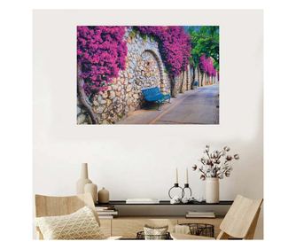 Platno s LED svjetlima, Cvjetni pejzaž, Roza, 35x50 cm