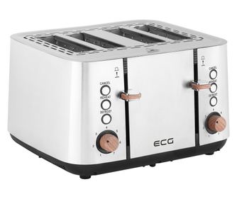 ЕКГ ST 4767 Дървен тостер, 1850 W, 4 филийки, 7 градуса покафеняване, неръждаема стомана и дървени елементи