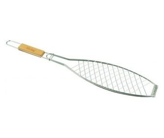 Prijenosni roštilj s bravom, drvena ručka, za ribu, 56,5x11,6 cm, Perfect Home