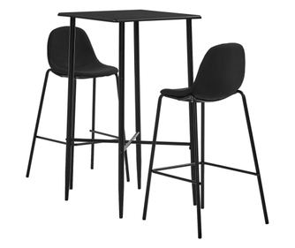 Set barskog namještaja, 3 dijela, crna, tekstilni materijal