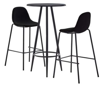 Set barskog namještaja, 3 dijela, crna, tekstilni materijal