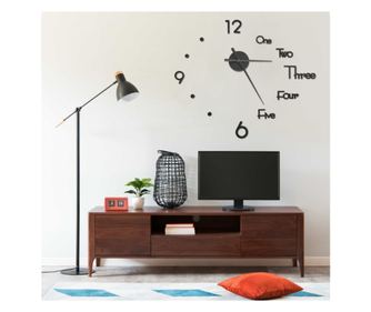 Zidni sat 3D modernog dizajna, crni, 100 cm, XXL