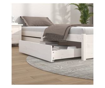 Ágy alatti fiókok, 2 db, fehér, tömör fenyőfa