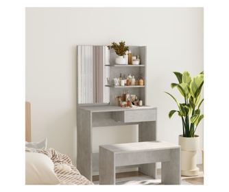 Toaletni stol s ogledalom, siva sonoma, 74,5x40x141 cm
