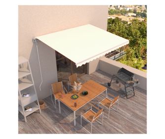 Автоматично прибиращ се сенник, кремав, 450x350 см