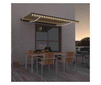 Szl- s LED-rzkels automatikus ponyva, srga s fehr, 450x300 cm