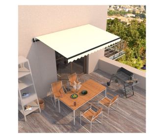 Автоматично прибиращ се сенник, кремав, 400x350 см