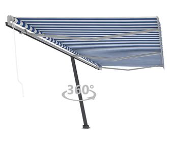 Автоматична самостоятелна прибираща се тента синьо/бяло 600x300 см