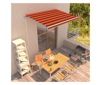 Ръчно прибираща се тента, оранжево и кафяво, 350 x 250 см