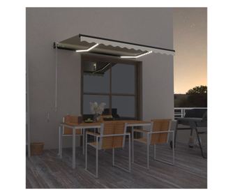 Ručna uvlačiva tenda s LED svjetlom, žuta i bijela, 350x250 cm