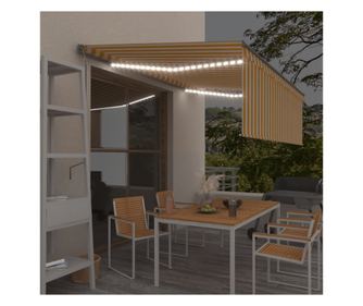 Automatikus ponyva szlrzkelvel s LED-del, srga s fehr, 4x3 m