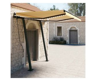 Ručna uvlačiva tenda s LED-om, žuta/bijela, 3,5x2,5 m
