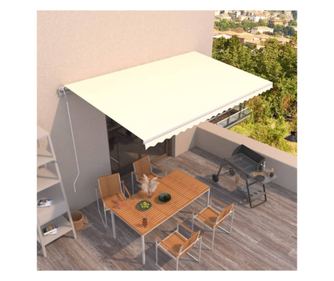 Автоматично прибиращ се сенник, кремав, 500x350 см