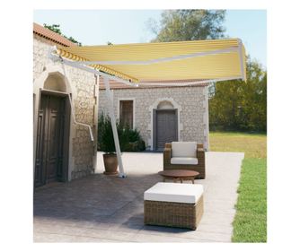Automatski uvlačiva samostojeća tenda žuto&bijela 500x350 cm