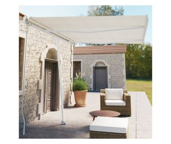 Самостоятелна ръчно прибираща се сенник, кремав, 350x250 см