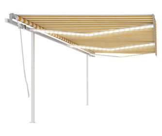 Ručna uvlačiva tenda s LED-om, žuta i bijela, 6x3 m