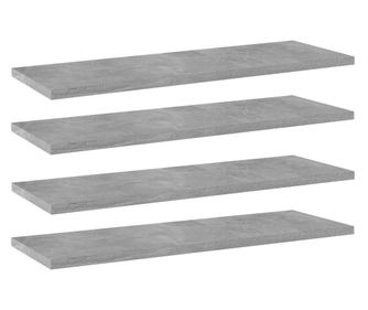 Könyvespolc lapok, 4 db, betonhatású szürke, 60 x 20 x 1,5 cm, laminált faforgácslap
