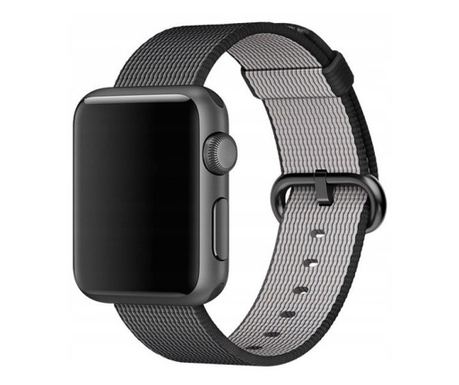 Curea compatibila Apple Watch, 38/40mm din nylon, Gonga® Negru