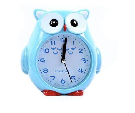 Asztali ébresztőóra gyerekeknek Pufo, Atenta Owl modell, 17 cm, kék