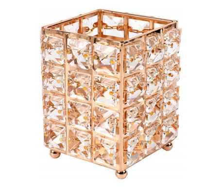 Organizator suport elegant Pufo Glam pentru pensule de machiaj, rujuri, bijuterii, metalic, 12 cm, auriu