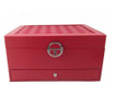 Елегантна дамска кутия Pufo Glamour за съхранение и организиране на бижута и аксесоари, модел на етажи, червена