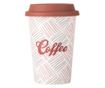 Pufo Stripes kerámia utazókávés bögre szilikon fedéllel, 415 ml