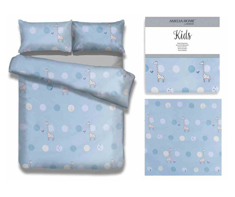 Lenjerie de pat KIDS culoare albastru imprimat motiv pentru copii 135x200+40x60+80x80 ameliahome