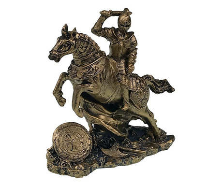 Ornament decorativ, Razboinic pe cal cu sabie, auriu, 15 cm, 1168H