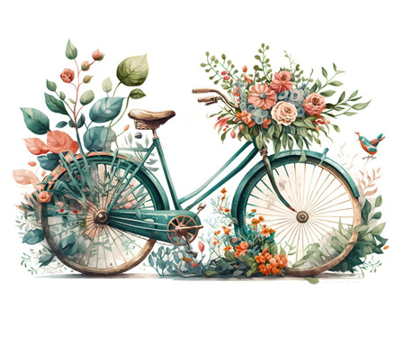 Sticker decorativ Bicicleta, Turcoaz, 90 cm, 8125ST