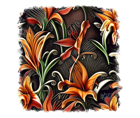 Sticker decorativ Flori, Portocaliu, 55 cm, 11512ST