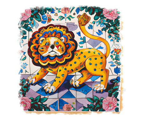 Sticker decorativ Leu, Portocaliu, 55 cm, 11219ST
