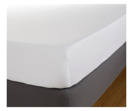 Cearceaf de pat cu elastic alb, 600 noduri, 180x200 cm, bumbac 600tc