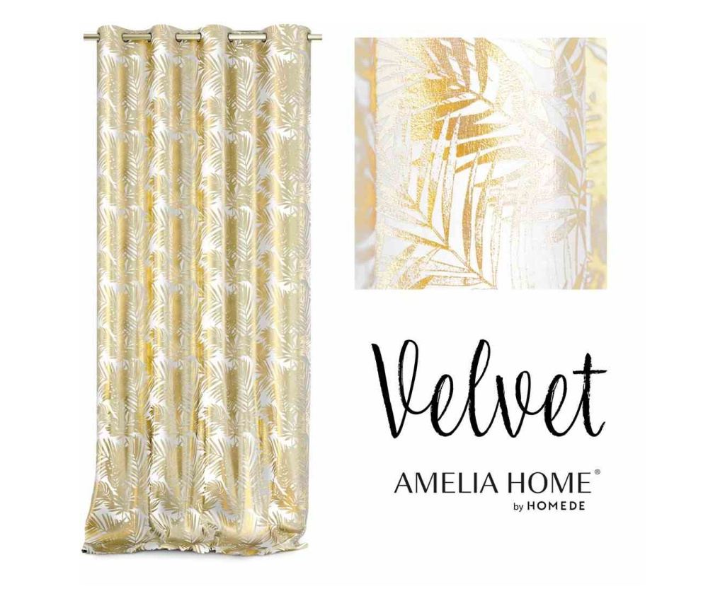 Goldenleaves bársony függöny ezüst karikákkal, 220 g/m², Amelia Home, 140x245 cm, Fehér Goldenleaves 140x245 cm - 2