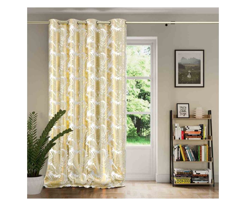Goldenleaves bársony függöny ezüst karikákkal, 220 g/m², Amelia Home, 140x245 cm, Fehér Goldenleaves 140x245 cm - 3