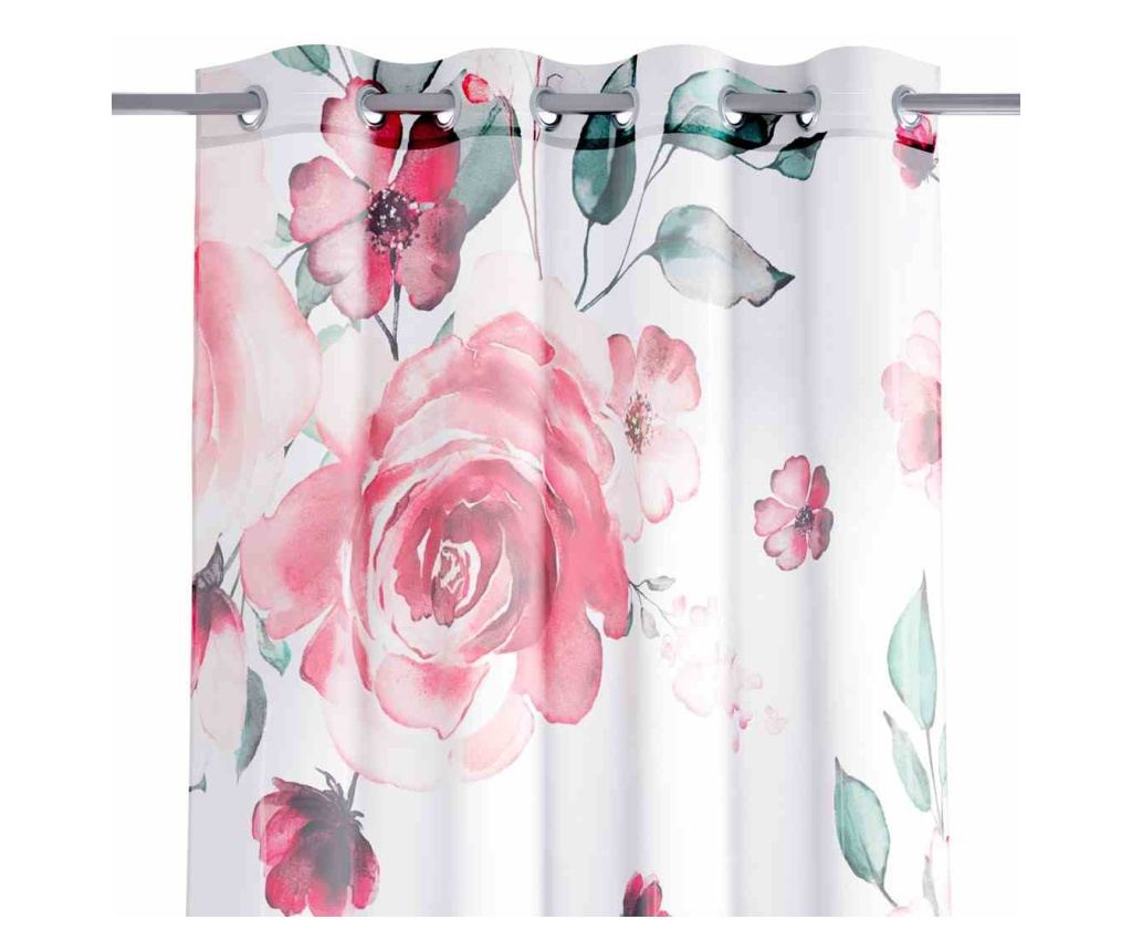Virágmintás, klasszikus stílusú voile függöny ezüst karikákkal, Amalfi, 48 g/m², Amelia Home, 140x250 cm, Fehér Amalfi 140x250 c - 3
