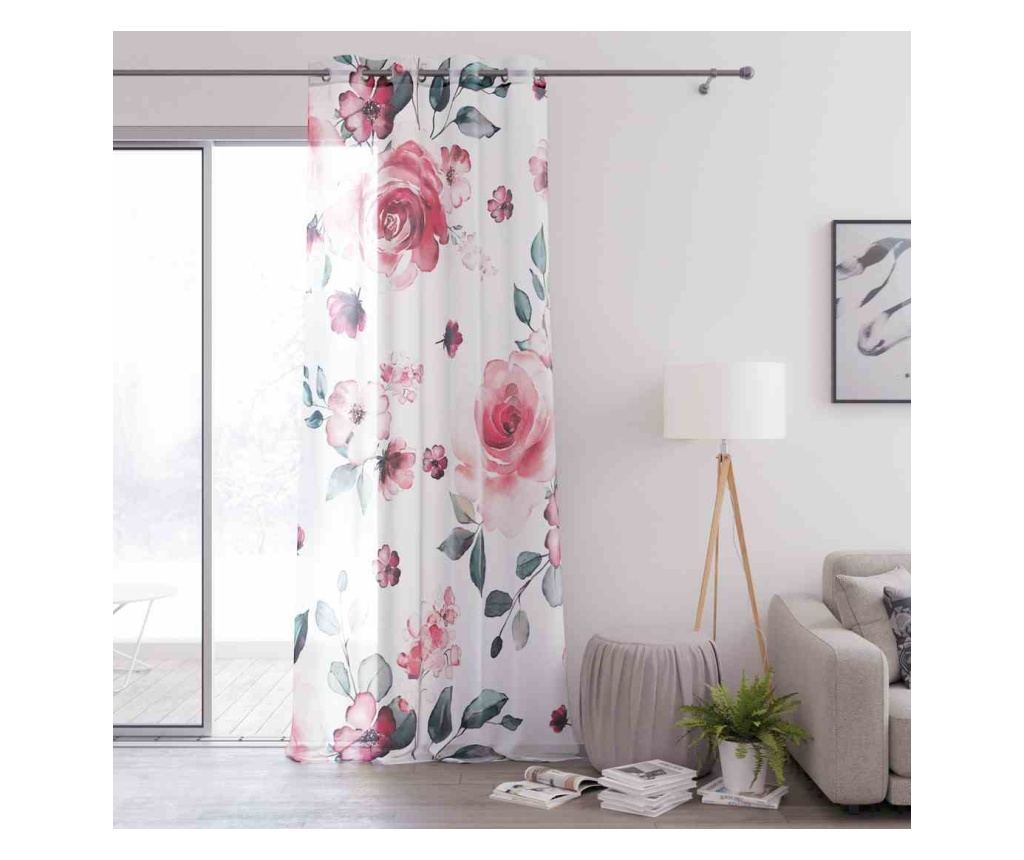 Virágmintás, klasszikus stílusú voile függöny ezüst karikákkal, Amalfi, 48 g/m², Amelia Home, 140x250 cm, Fehér Amalfi 140x250 c - 4