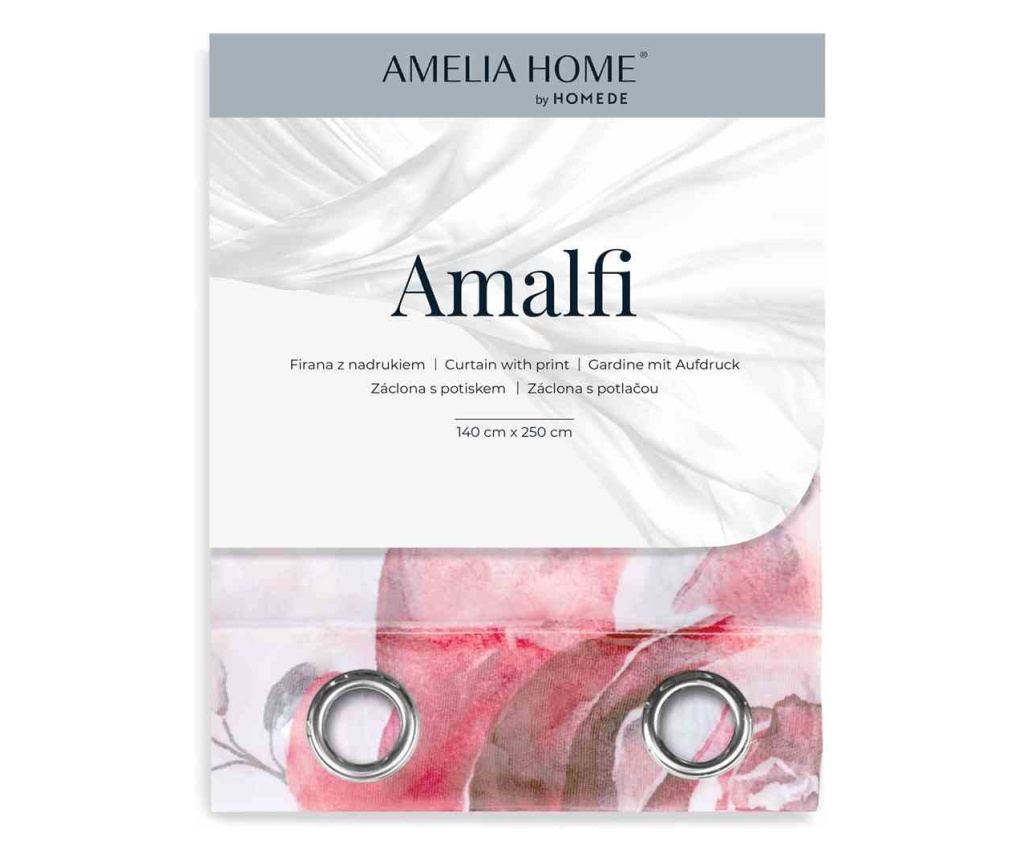 Virágmintás, klasszikus stílusú voile függöny ezüst karikákkal, Amalfi, 48 g/m², Amelia Home, 140x250 cm, Fehér Amalfi 140x250 c - 5