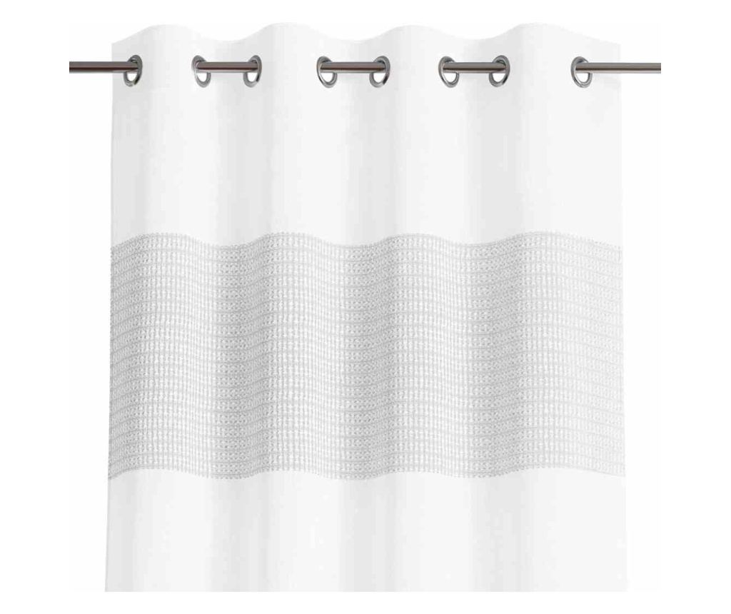 Klasszikus hímzett függöny ezüst karikákkal, Aralia, 180 g/m², Amelia Home, 140x270 cm, Fehér Aralia 140x270 cm - 3