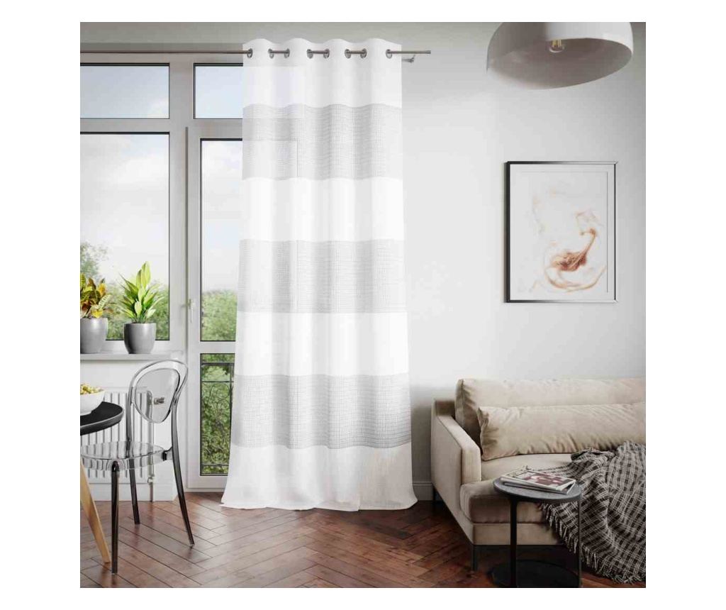 Klasszikus hímzett függöny ezüst karikákkal, Aralia, 180 g/m², Amelia Home, 140x270 cm, Fehér Aralia 140x270 cm - 6