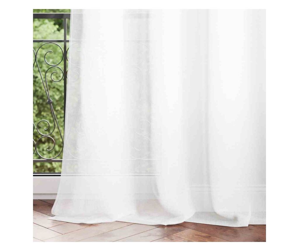 Klasszikus hímzett függöny ezüst karikákkal, Boho, 48 g/m², Amelia Home, 140x270 cm, Fehér Boho 140x270 cm - 4