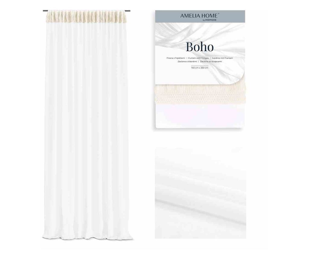 Klasszikus hímzett függöny rúdbújtatóval, Boho, 48 g/m², Amelia Home, 140x270 cm, Fehér Boho 140x270 cm - 2