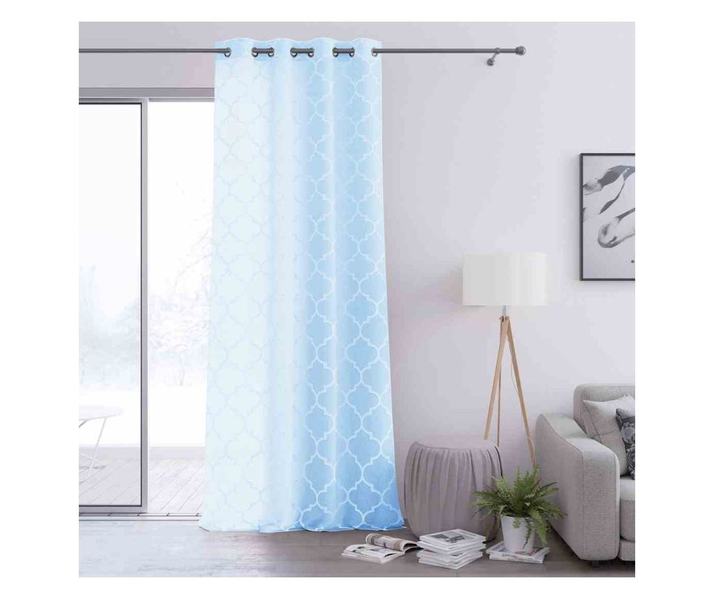 Klasszikus hímzett függöny ezüst karikákkal, Delva, 48 g/m², Amelia Home, 140x250 cm, Kék Delva 140x250 cm - 3