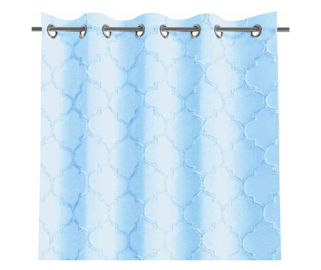 Klasszikus hímzett függöny ezüst karikákkal, Delva, 48 g/m², Amelia Home, 140x250 cm, Kék Delva 140x250 cm - 5